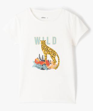 Tee-shirt fille à manches courtes imprimé panthère et paillettes vue1 - GEMO (ENFANT) - GEMO