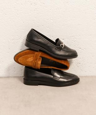 Mocassins dessus cuir avec empiècement scintillant femme - Tanéo vue6 - TANEO - GEMO