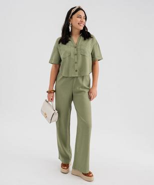 Pantalon large en viscose et lin femme vue4 - GEMO 4G FEMME - GEMO