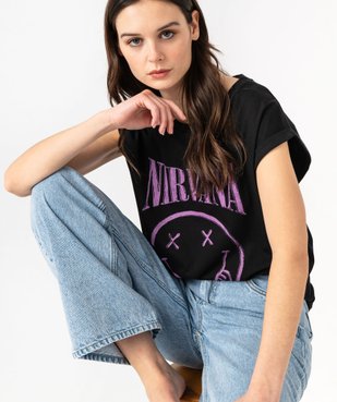 Tee-shirt à manches ultra courtes imprimé femme - Nirvana vue1 - DUA LIPA - GEMO
