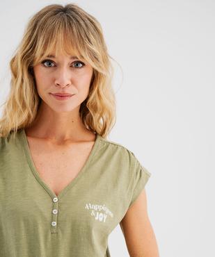 Haut de pyjama manches courtes à col V femme vue3 - GEMO 4G FEMME - GEMO