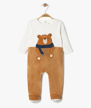 Pyjama velours à motif ouverture pont-dos bébé vue2 - GEMO(BB COUCHE) - GEMO