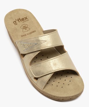 Mules femme confort unies à semelle compensée avec double brides scratch vue11 - G'FLEX - GEMO
