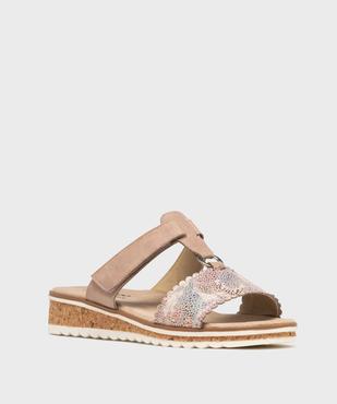 Mules confort à talon compensé et bride scratch femme vue2 - SOFTRELAX - GEMO