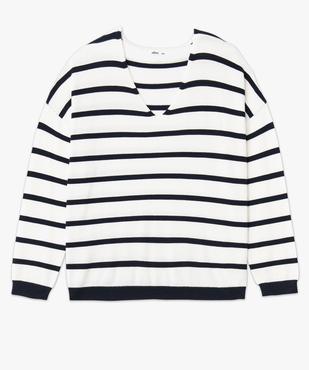 Pull fin à col V rayé femme grande taille vue4 - GEMO 4G GT - GEMO