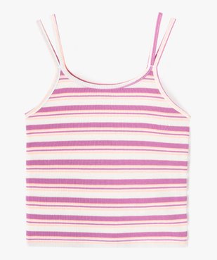 Débardeur fille en maille côtelée à fines bretelles vue1 - GEMO (ENFANT) - GEMO