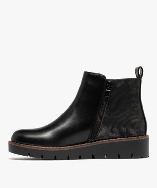 Boots femme à semelle plateforme crantée et à zip fantaisie vue10 - GEMO (CASUAL) - GEMO