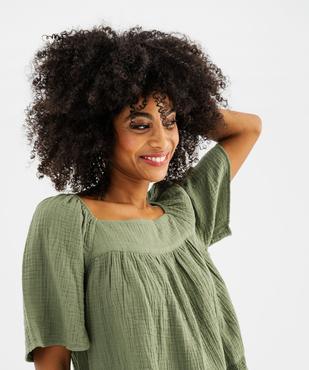 Blouse en gaze de coton avec détails brodés femme vue2 - GEMO(FEMME PAP) - GEMO