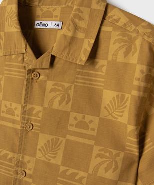 Chemise à manches courtes en coton texturé et imprimé garçon vue2 - GEMO (ENFANT) - GEMO