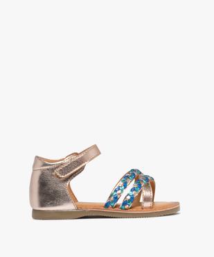Sandales en cuir métallisé à talon fermé et scratch fille vue1 - TANEO GEMO FOR GOOD - GEMO