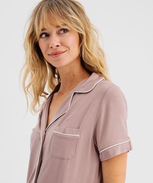 Pyjashort fluide avec haut chemise femme vue3 - GEMO 4G FEMME - GEMO