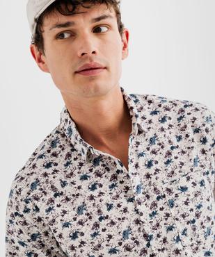 Chemise manches courtes en coton imprimé fleuri homme vue2 - GEMO 4G HOMME - GEMO