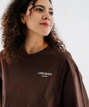 Tee-shirt manches courtes coupe large en jersey de coton imprimé femme vue2 - GEMO 4G FEMME - GEMO