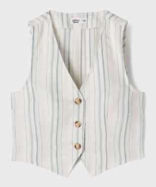 Gilet de costume sans manches en lin fille vue4 - GEMO (JUNIOR) - GEMO