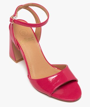 Sandales femme à talon flare vernies et à bride cheville croisée à l'arrière vue5 - GEMO(URBAIN) - GEMO