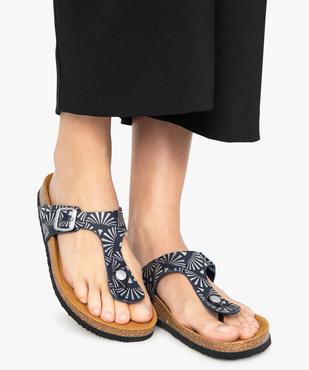 Sandales femme à bride entre-doigts en T et motifs pailletés vue1 - GEMO (CASUAL) - GEMO