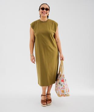 Robe tee-shirt longue en jersey de coton femme grande taille vue4 - GEMO 4G GT - GEMO