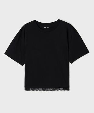 Tee-shirt manches courtes loose à finition dentelle fille vue1 - GEMO (JUNIOR) - GEMO