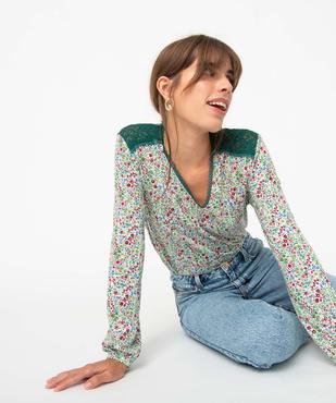 Tee-shirt femme avec dentelle sur les épaules et sur le col vue1 - GEMO 4G FEMME - GEMO