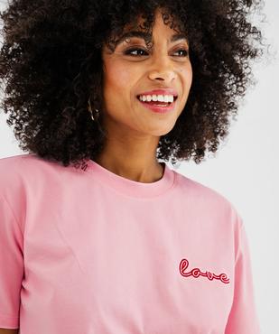 Tee-shirt manches courtes avec broderie Love femme vue5 - GEMO(FEMME PAP) - GEMO