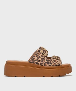 Mules à semelle plateforme motif animalier femme vue1 - 5 MILES - GEMO