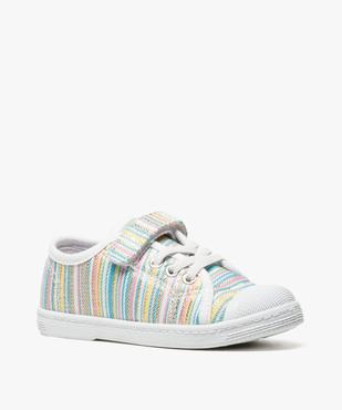 Tennis fille rayée et dorée à scratch et lacets élastiques vue2 - GEMO (ENFANT) - GEMO