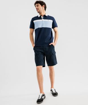 Polo manches courtes à bandes colorées homme vue4 - GEMO (HOMME) - GEMO