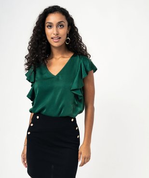 Blouse sans manches en satin volanté femme vue1 - GEMO(FEMME PAP) - GEMO