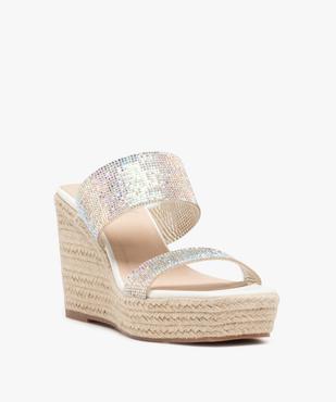 Sandales femme compensées à brides scratch en cuir vue2 - GEMO(URBAIN) - GEMO