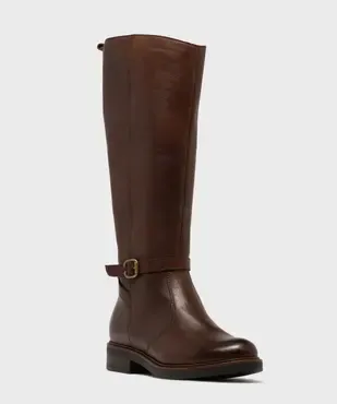Bottes cavalières en cuir zippées femme - Tanéo vue2 - TANEO - GEMO