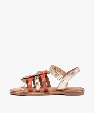 Sandales fille à brides en cuir métallisé ornées de cœurs vue3 - GEMO (ENFANT) - GEMO