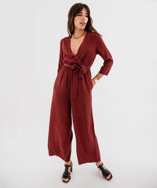 Combinaison pantalon fluide et imprimée décolleté cache-cœur femme vue2 - GEMO 4G FEMME - GEMO