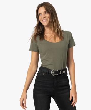Tee-shirt femme à manches courtes et large col rond vue1 - GEMO(FEMME PAP) - GEMO