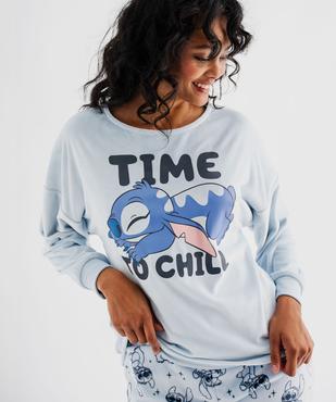 Pyjama en velours douillet imprimé femme - Stitch vue2 - LILO & STITCH - GEMO