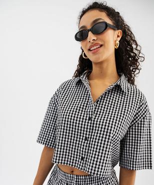 Chemise manches courtes coupe courte motif vichy femme vue7 - GEMO(FEMME PAP) - GEMO