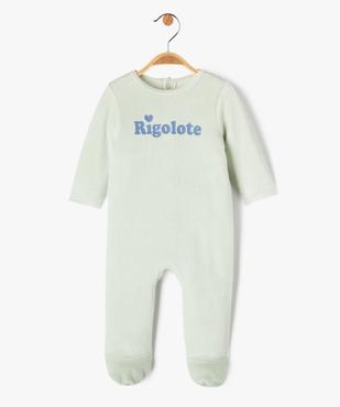 Pyjama dors-bien en velours avec message bébé fille vue1 - PREMIER PRIX BY GEMO - GEMO