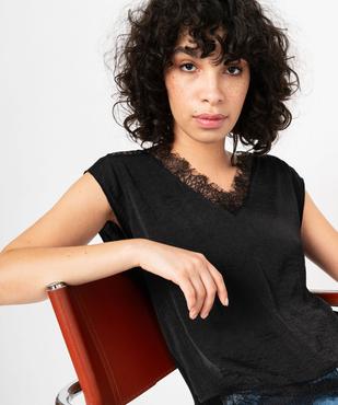 Tee-shirt sans manches multimatière à dentelle femme vue1 - GEMO 4G FEMME - GEMO