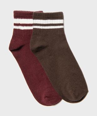 Socquettes esprit sport avec liserés contrastants femme (lot de 2) vue1 - GEMO(HOMWR FEM) - GEMO