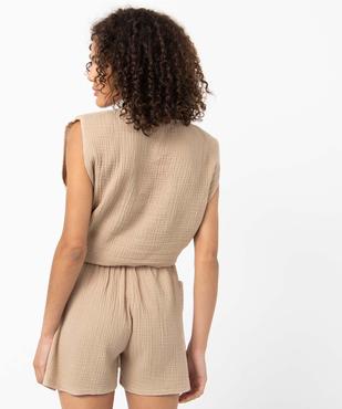 Blouse femme sans manches avec épaulettes en gaze de coton vue3 - GEMO(FEMME PAP) - GEMO