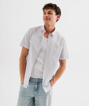 Chemise manches courtes en coton à micro-motifs homme vue1 - GEMO (HOMME) - GEMO