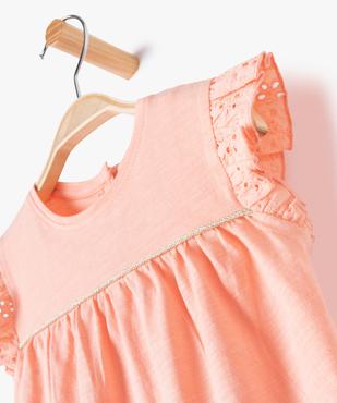 Tee-shirt bébé fille sans manches avec dentelle et liseré pailleté vue2 - GEMO 4G BEBE - GEMO