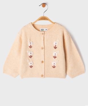 Gilet col rond à motifs fleuris bébé fille vue1 - GEMO 4G BEBE - GEMO