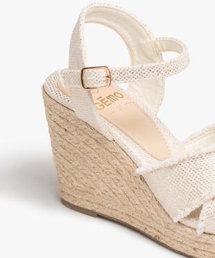 Sandales femme compensées dessus en toile brillante vue7 - GEMO 4G FEMME - GEMO
