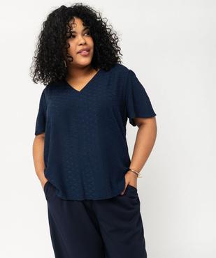 Blouse manches courtes en viscose jacquard femme grande taille vue2 - GEMO 4G GT - GEMO