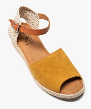 Sandales femme à talon compensé façon espadrilles en cuir vue5 - GEMO (CASUAL) - GEMO