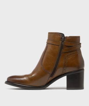 Boots en cuir à talon haut et large femme - Tanéo vue4 - TANEO - GEMO