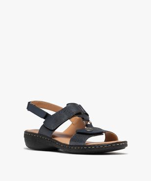 Sandales confort dessus cuir pailleté fermetures à scratch femme vue2 - G'FLEX - GEMO