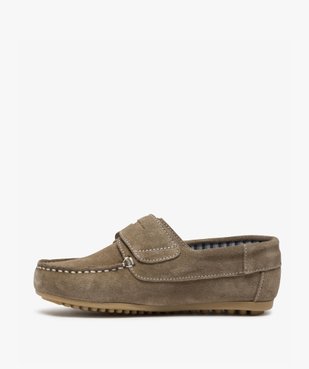 Mocassins garçon à scratch dessus cuir retourné uni vue3 - GEMO (ENFANT) - GEMO