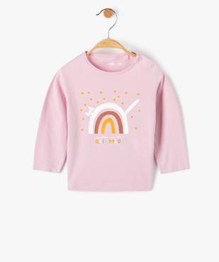 Tee-shirt bébé fille à manches longues imprimé à fentes latérales vue1 - GEMO(URBAIN) - GEMO