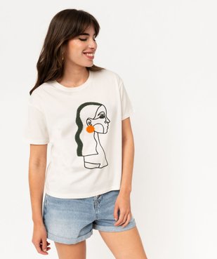 Tee-shirt manches courtes à motif bouclette femme vue5 - GEMO(FEMME PAP) - GEMO